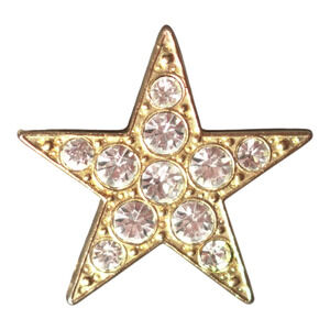 Gold Star Brooch with Clear Rhinestones – Vintage 1.75" Sparkling Holidaycore